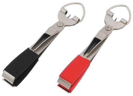 OTOTEC 2 Stück 4 in 1 Fliegenschnur Knipser Angelknoten Bindewerkzeug Multifunktionales Fliegenfischer Werkzeug Draht Knipser Schnellknoten Werkzeug Schnellbinde Nagelknoten Zubehör Schwarz Und Rot