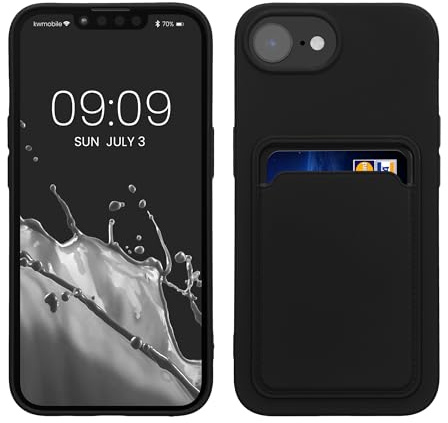 kwmobile Handyhülle für Apple iPhone 17e / iPhone 16e Hülle mit Kartenfach - TPU Case - Kabelloses Laden - Schutzhülle Cover in Schwarz