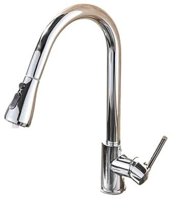 Küchenarmatur, flexibel, aus gebürstetem Nickel, ausziehbarer Auslauf, Mischbatterie für Küchenspüle (Silber)