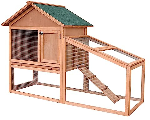 Kaninchenkäfig, Kaninchenstall Für Draußen Mit Ausziehbarer Ablage, Asphaltdach, Hühnerstall, Meerschweinchenkäfig, Kleintiergehege,