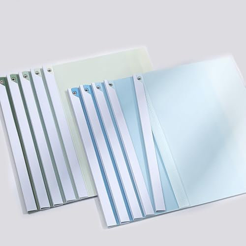 Dvagoent Bewerbungsmappen 10 Stück Klemmhefter A4 Kunststoff, Schwenkbare Klemmleiste Spart Zeit und Mühe (Grün, Blau)