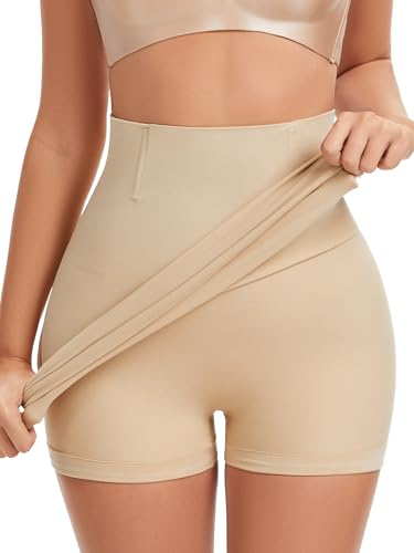 SLIMBELLE Enagua para Mujer con pantalón Integrado Moldeador Fuerte sin Costuras Cintura Alta Vestido de corpiño 2 en 1 Falda y Pantalones Cortos con Forma de Cuerpo Beige XL