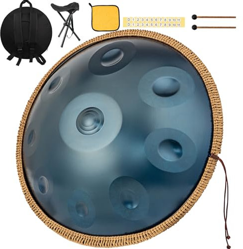 440 Hz Steel Drum 9 Töne 22 Zoll Handpan Instrument Hand pan Music D-Moll erzeugt ätherische Klänge handpan drum für Anfänger Sound Healing, Meditation, Yoga