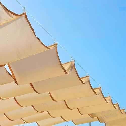 YSZBD Vela Parasole Ondulata Retrattile Vela Ombreggiante Retrattile Teli Ombreggianti per Pergole Tenda Vela Rettangolare Vela Parasole Avvolgibile(#1,1.3x6m)