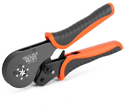 Pinza crimpatrice – pinza per capicorda 0,08 – 16 mm², pinza crimpatrice con funzione a cricchetto 30 – 5 AWG, pinza a crimpatura automatica per manicotti terminali, connettori per cavi in acciaio al