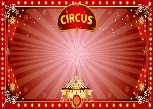 CORFOTO 3.5x2.5m Sfondo di Carnevale Il Circo Tenda Rossa Stelle Glitter Festa di Compleanno Sfondo Fotografico Carnevale Circo Tema Festa di Compleanno Decorazione