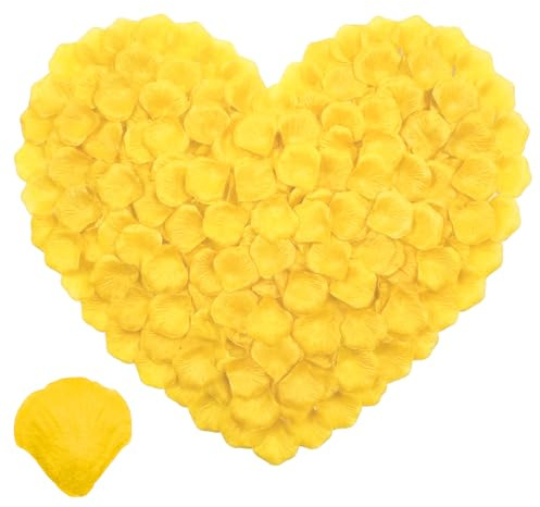 CNYMANY 2000 petali di rosa artificiali, colore giallo-arancione, petali di rosa finti per una notte romantica, anniversario, fidanzamento, matrimonio, San Valentino, decorazioni floreali