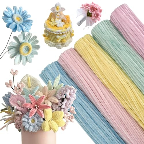 Pfeifenreiniger 500 Stück, 5 Farben 30CM, Pfeifenputzer zum Basteln für DIY | YUJINGTING, Pastell Macarons, Pipe Cleaner Flower Set, Basteln Blumen, Chenilledraht, für Kreative Projekte Dekorationen
