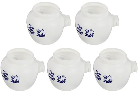 HOMSFOU 5 Cuencos para Comida y Agua de pájaros y Loros, plástico Blanco, Forma Redonda, con función de fijación en Jaula, Apto para Suministros de Aves
