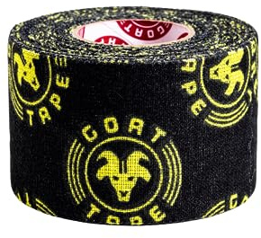 Scary Sticky Premium Athletic Tape, Ultra-Sticky Thumb, Finger & Wrist Tape for Weightlifting, Hook Grip & Cross Workout, Cotton, Latex-Free, 10 Yards, Black & Yellow, 1 Roll