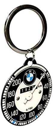 Nostalgic-Art Porte-clé rétro, Ø 4 cm, Official License Product (OLP), BMW – Tachometer – Idée de Cadeau pour Fans de BMW, en métal, Design Vintage