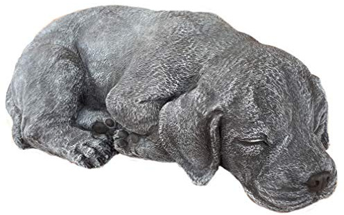 STEINFIGUREN SPICKER Steinfigur Hund schlafend 191/1, Gartenfigur Steinguss Tierfigur Basaltgrau