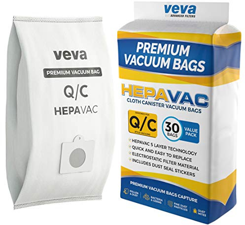 30 Pack Type Q/C 53292 HEPA Vacuum Bags for Kenmore Canister Vacuum Cleaners 5055, 50558, 53291, 53292, Series 600, 400, 200