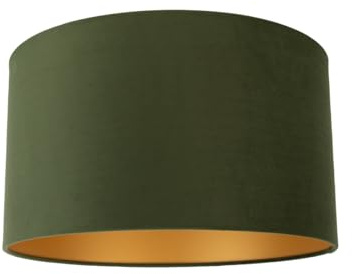 Qazqa classic-antique Lampenschirm - Cilinder Velours - Grün, supports-e27, diameter 35 centimeter