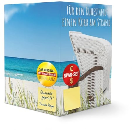 BREITENWERK A4 XXL Ruhestandskarte STRANDKORB mit Umschlag - edle Abschiedskarte zur Rente Pension Ruhestand Karte für Kollegen Mitarbeiter Chef