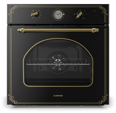 Klarstein Victoria - Four électrique, four encastrable à 9 fonctions, minuterie, 50-250 °C, 70 L, four rétro, 10 niveaux, porte amovible pour un nettoyage facile, noir