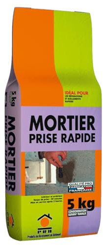 Mortier à Prise Rapide 5kg - Séchage Accéléré, Haute Adhérence - Idéal pour Réparations Urgentes, Fixations Rapides, Rebouchage et Travaux de Maçonnerie Intérieur/Extérieur - Prêt à Gâcher