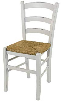 t m c s Tommychairs - Stuhl Venezia für Küche und Esszimmer, Robuste Struktur aus lackiertem Buchenholz im Shabby Chic Stil, handwerklich antik behandelt und Sitzfläche aus Stroh