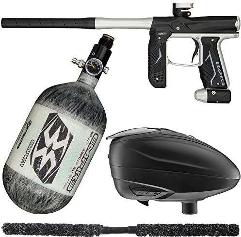 Action Village Empire Axe 2.0 Contender Paintball Gun Package Kit (Dust Black/Dust Silver, Tank Size: 68/4500)