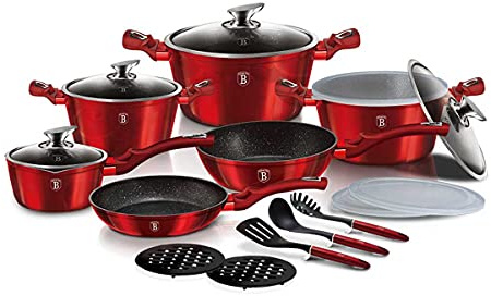 Berlinger Haus - Set di pentole metalliche, 18 pezzi, edizione Burgundy