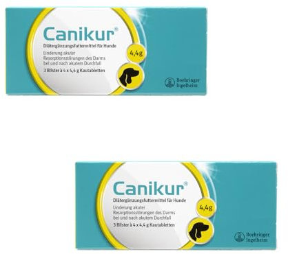 Boehringer Ingelheim Canikur | Doppelpack | 2x 3x 4 Kautabletten | Diätergänzungsfuttermittel für Hunde | Zur Regulation der Darmfunktion bei Durchfallerkrankungen von Hunden