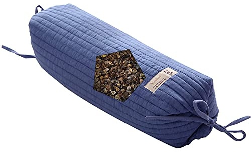Almohada de alforfón, Almohada de Cama, Forma cilíndrica de Almohada de alforfón orgánico, mejore la Calidad del sueño, la cáscara del alforfón de la Almohada Aliviega la Fatiga (Color : Blue)