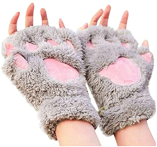 Qersh Damen Weihnachten Handschuhe Fingerlose Handschuhe Winter Armstulpen Handschuhe Damen Pulswärmer Strick Drucken Kurzer Gestrickte Halb Fingerlose Fäustlinge (D, Einheitsgröße)