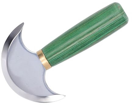 Coltello Tondo in Pelle, Coltello Tondo in Acciaio per Lavorazione della Pelle, Lama a Doppia Lama, Impugnatura Lucida, Utensile da Intaglio