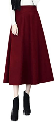 Winterrock für Damen, Wolle, modisch, hohe Taille, schlichter Wollrock, lässig, dick, warm, M