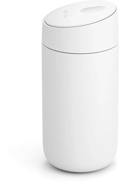 Fellow 12 oz Carter Slide Travel Mug – One-Handed Slide Lid, Vacuum Insulated Stainless Steel Tumbler with Ceramic Interior for Hot and Cold Drinks, Leak-Proof and Dishwasher Safe, Matte White