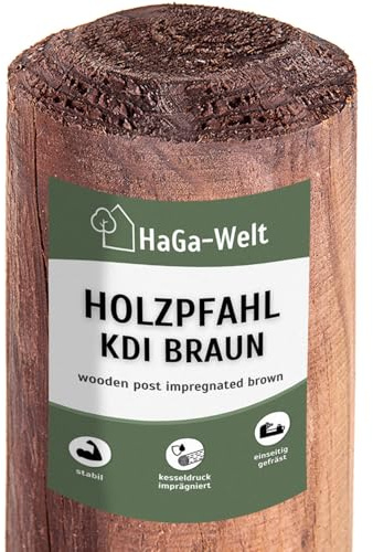 HaGa Holzpfahl - 5cmØ | 150cm Höhe | 5 STK. - Rundholz Pfahl aus Kiefer für Zaun - Weidezaunpfähle - Zaunelemente für Holzzaun, Hundezaun, Weidezaun, Gartenzaun