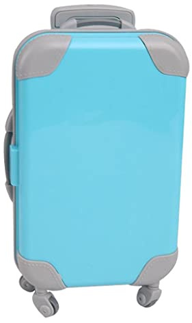 Gralara Puppenkoffer Puppenreisekoffer Miniaturkoffer Puppenzubehör mit Praktischem Teleskopgriff Und Kunststoffgehäuse für Mädchen Geburtstagsgesch, Blau, 20x16 cm