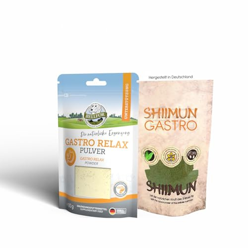 Sparset für Hunde mit empfindlichem Magen-Darm-Trakt und sensibler Verdauung - für eine stabile Kotkonsistenz - Gastro Relax Pulver 80 g + Shiimun Gastro Pulver 50 g