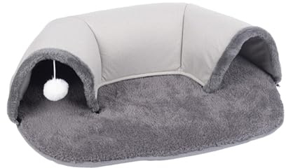 Colcolo 2-in-1-Katzentunnelbett, interaktives Spielzeug, langlebig, abnehmbare waschbare Matte, Katzenaktivitätszentrum, Spielhütte für Katzen und Hamster im