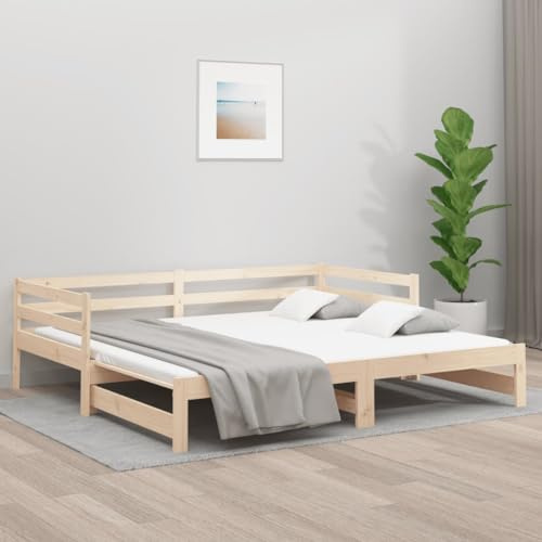 KTHLBRH Polsterbett Bett kopfteil bezug Tagesbett Ausziehbar 2X(80x200) cm Massivholz Kiefer