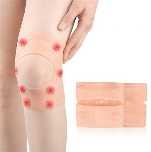 Magnetic Knee Pads, 1 Pair Breathable Silicone Knee Brace Pads, Open Patella Knee Stabilizer Magnetic Knee Compression Sleeves Knee Protection Pads for Ligament Injury Recovery Running (Long style)
