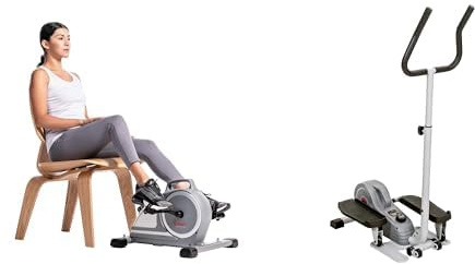 Sunny Health & Fitness Magnetic Underdesk/Standing Portable Ellittical Machine + Magnetic Under Desk Mini Exercise Cycle Bike, Dual Function Pedal Exerciser