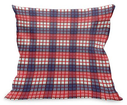 ABAKUHAUS Kariert Kissenbezug, Klassische Tartan-Plaid-Muster Bunte Quadrate Form Wiederholung Illustration, Kissenhülle mit Reißverschluss Beidseitiger Druck, 50 x 50 cm, Coral Ceil Blau