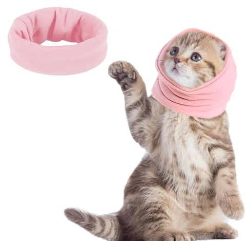 TRHDFW Dog Snood Dog Grooming Ear Muffs Noise Protection, Dog Neck and Ears Warmer Headwear for Comfort, Anxiety Relief and Calming Dog Ear Protectors, Pet Cat Dog Hoodie, Updated Version Pink M
