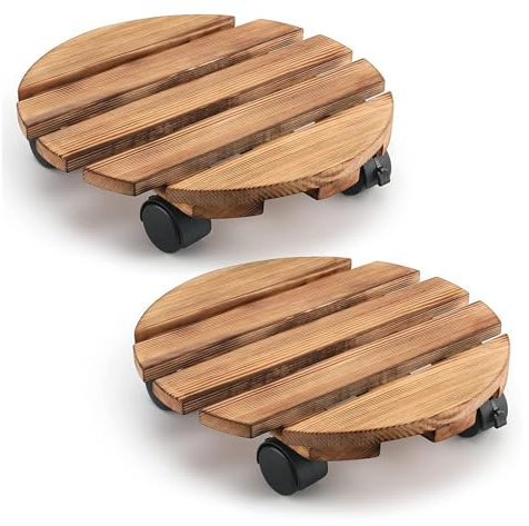 Support de pot de fleurs avec roulettes - Base de pot de fleurs verrouillable - Support de pot de fleurs rond pour l'intérieur et l'extérieur - Fond de pot pré-monté pour le jardin