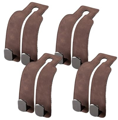 Viechoes crochet voiture 4 pcs,Crochets pour siège de voiture,Siège auto appuie-tête crochet,Crochet de stockage de voiture,crochets de voiture pour appuie-tête,crochet sac à main pour voiture(brown)