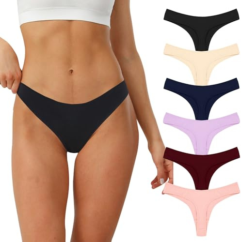 Lakpoau Stringtrosa Dam 6 Pack Trosor Dam Bomull Tanga Dam Trosor Brasiliansk String Trosor Sömlösa Trosor Dam Thong Underkläder Thong S-XL, Flerfärgad-c-6er, M