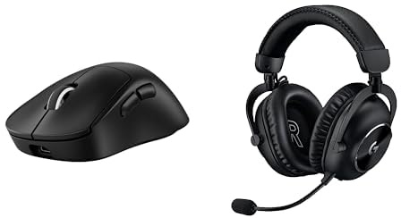 Logitech G PRO X SUPERLIGHT 2 DEX LIGHTSPEED kabellose Gaming-Maus, 32K-DPI-Sensor und USB-C-Ladefunktion + PRO X 2 LIGHTSPEED Wireless Gaming Headset, abnehmbares Boom-Mic, 50-mm-Graphen - Schwarz