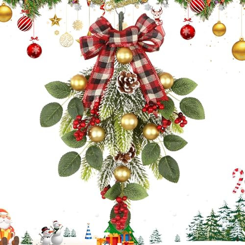 Ghjkldha Weihnachtsgirlande, Weihnachtsgirlande für den Außenbereich, Weihnachtsdekoration, Weihnachtsgirlande, Haustür-Ornament, Urlaubsgirlande, Aufhänger, Festliche Türgirlande