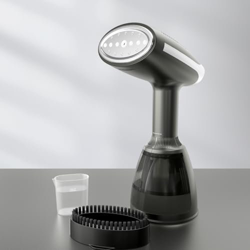 YeekoSteam Piastra a vapore Steamer 1500W, Ferro da Stiro Verticale, Ferro da Stiro Portatile, Serbatoio dell'acqua 280ML, Riscaldamento rapido per 30 Secondi per ufficio, casa, viaggi, Nero