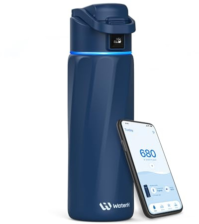 WaterH Boost Bouteille d'eau intelligente avec rappel de boire de l'eau, 710 ml, en acier inoxydable sans BPA, bouteille isotherme sous vide, bouteille d'eau à large goulot avec application, cadeau | Double paroi en acier inoxydable avec isolation sous vide, sans BPA, anti-fuite, s'adapte au porte-gobelet