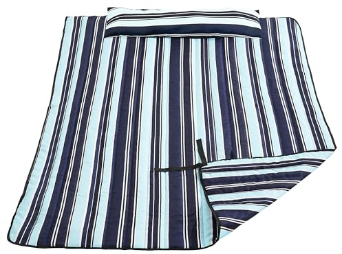 Lazy Daze Hängematte für 2 Personen mit Kissen, doppelt gesteppt, Polyester, 198,1 x 139,7 cm, marineblaue Streifen