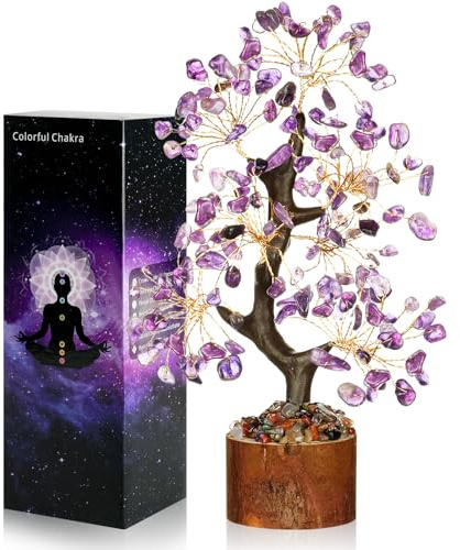 Vicloon Améthyste Naturelle Arbre, Arbre de Vie, Pierres Thérapeutiques Cristal Arbre, Feng Shui Tree, Représente l'introspection, La Prospérité, Le Calme et l'équilibre,Home Decor (Améthyste)