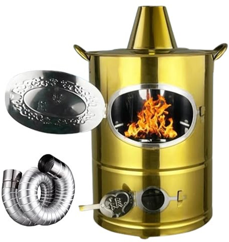 Brenntonne, Feuertonne zum Verbrennen von Müll im Freien, Brennkäfig aus 410er Edelstahl mit 2 m Rauchabzugskanal, Brennkäfig für den Innenhof, das Haus und den Außenbereich