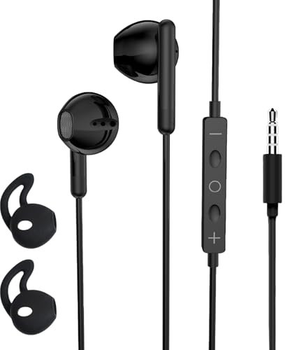 SopwMap 3.5mm In-Ear Cuffie Auricolari con Filo e Microfono, Stereo Cuffiette Isolamento Acustico Jack, per La maggior parte dei telefoni cellulari, computer, MP3, Coperchio per tappi auricolari